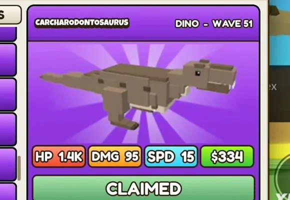 Carcharodontosaurus in Build a Dino Defense 🦖