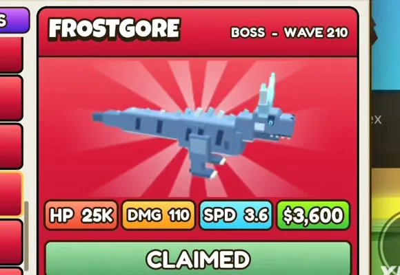 Frostgore in Build a Dino Defense 🦖