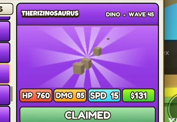 Therizinosaurus in Build a Dino Defense 🦖